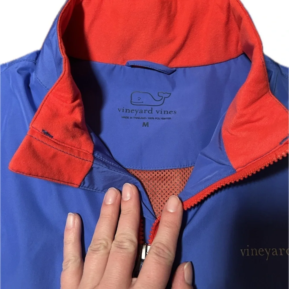 Vineyard Vines Men’s Preppy Blue Orange Lightweight Golf Shell Vest Jacket M